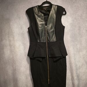 TED BAKER  LEATHER Peplum Zip Up Dress Size 3
